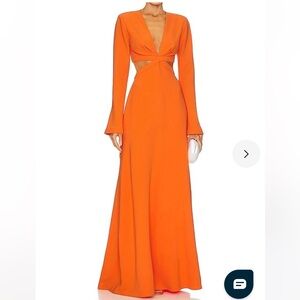 ALC Issa Vivid Orange Cutout Long Sleeve Floor Length Gown